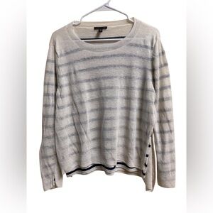 Eileen Fisher Italian Yarn Striped Layered Knit Sweater Size Large